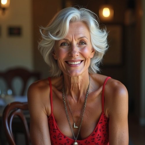 Attractive Old Woman With Gray Hair